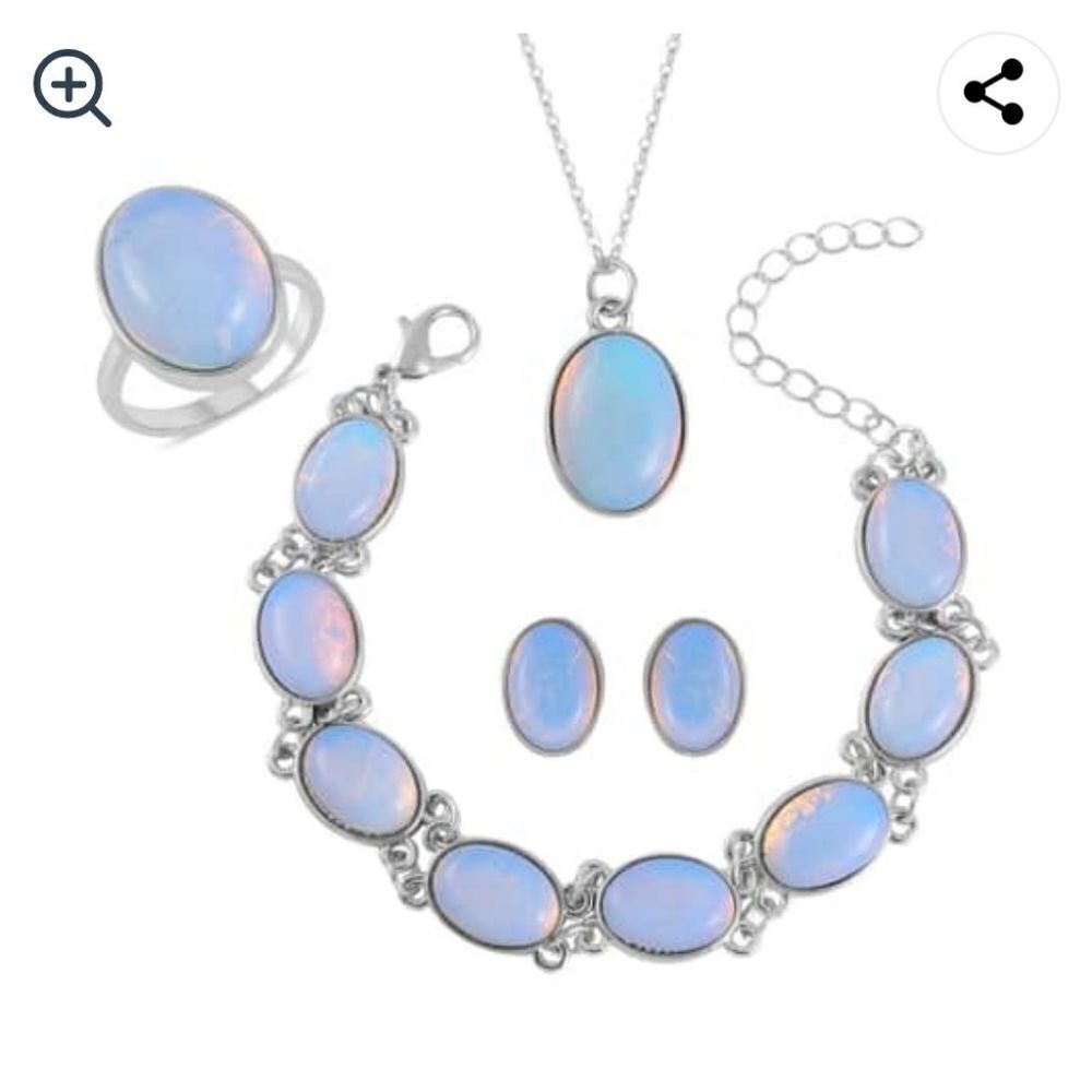 Opalite Bracelet, Ring, Earrings & Pendant Necklace